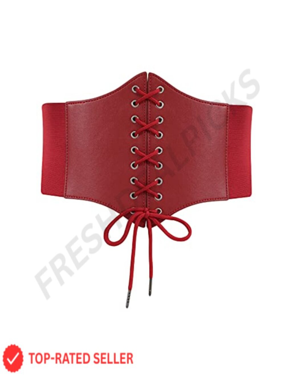 Women's Lace-Up Waspie Corset Belt PU Leather Elastic Waist Cinch